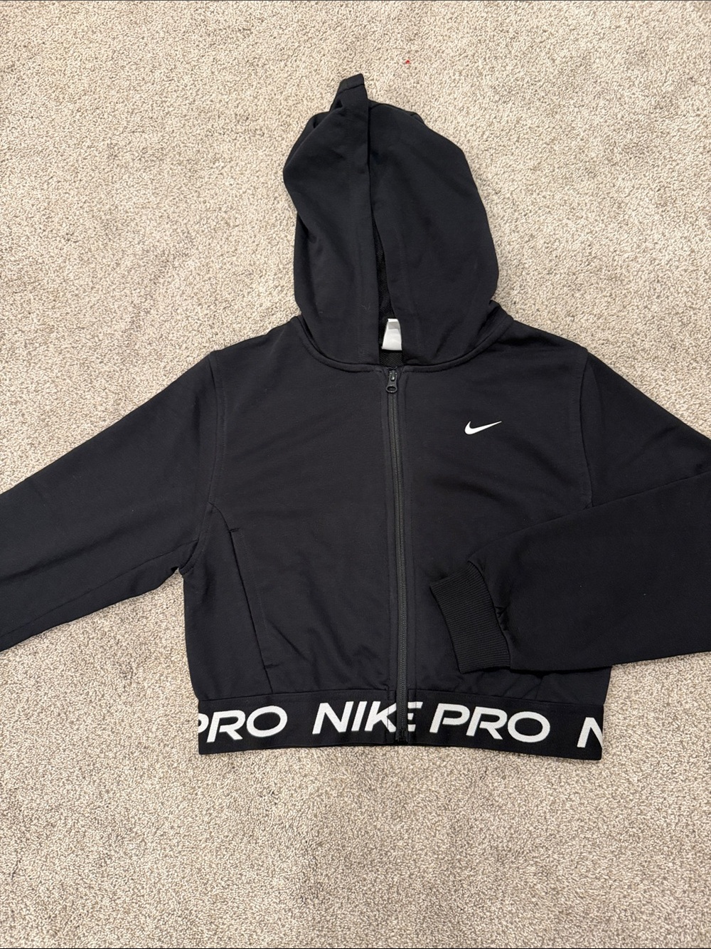 Nike Black Full-Zip Kids Hoodie with Branded Hem